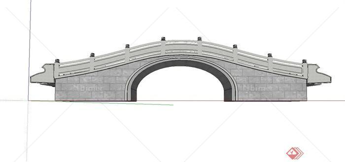 某古典中式石拱桥设计su模型