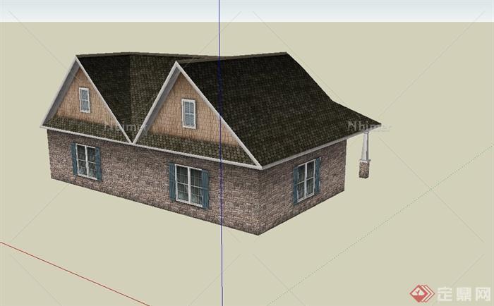 某美式双层住宅建筑设计SU模型