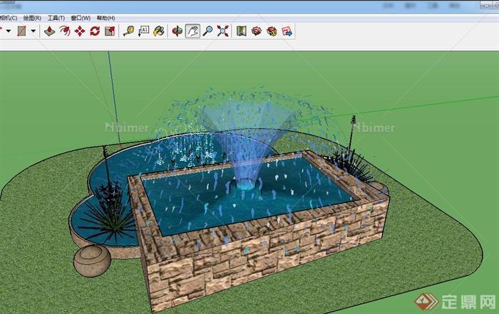 某景观节点喷泉水景设计SU模型