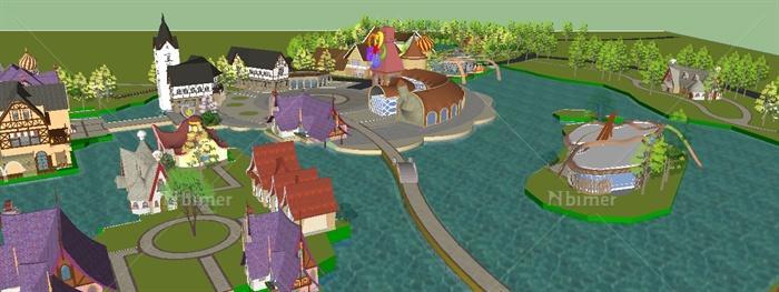 欧式童话小镇主题公园Su精致设计模型[原创]
