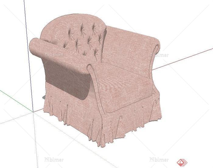 某现代风格单人沙发设计su模型[原创]