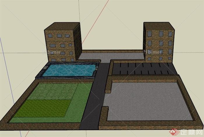 某现代农业建筑景观设计SU模型