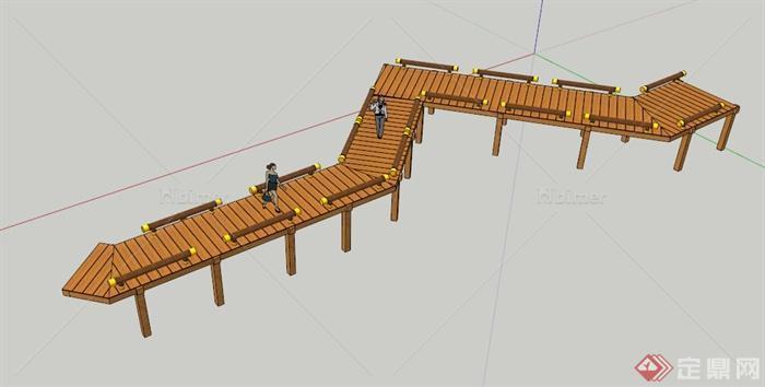 木平台木桥设计SU模型