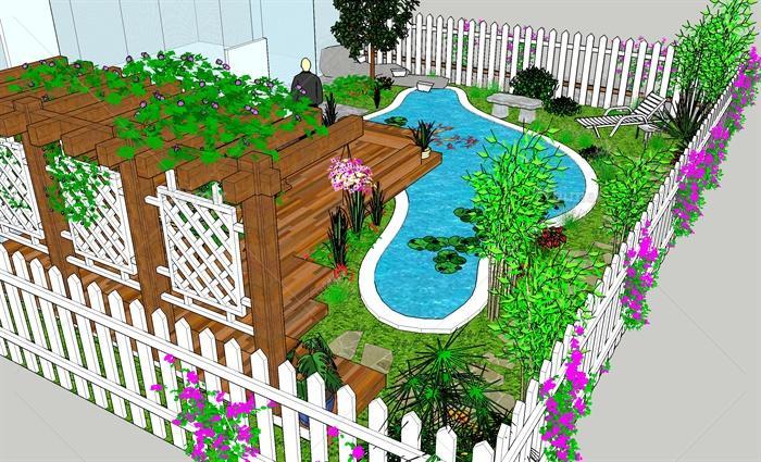 某住宅小庭院景观设计su模型