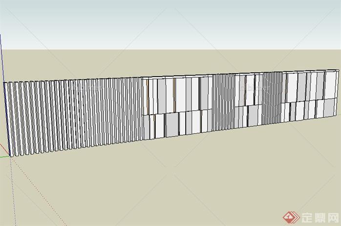 某现代极简风格围墙景观设计SketchUp(SU)3D模型