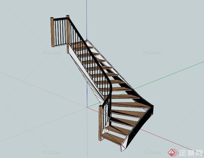 室内木楼梯设计SU模型[原创]