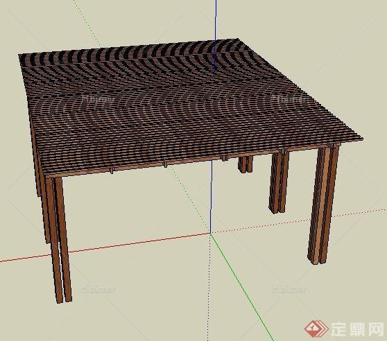 防腐木景观花架SketchUp(SU)3D模型