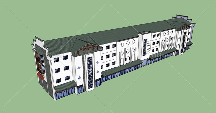 新中式商业街(79749)su模型下载