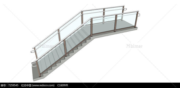 玻璃栏杆楼梯SU模型