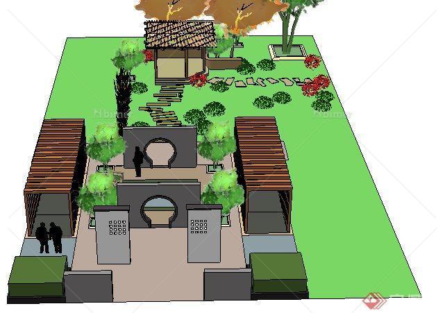 某古典中式庭院景观设计SU模型