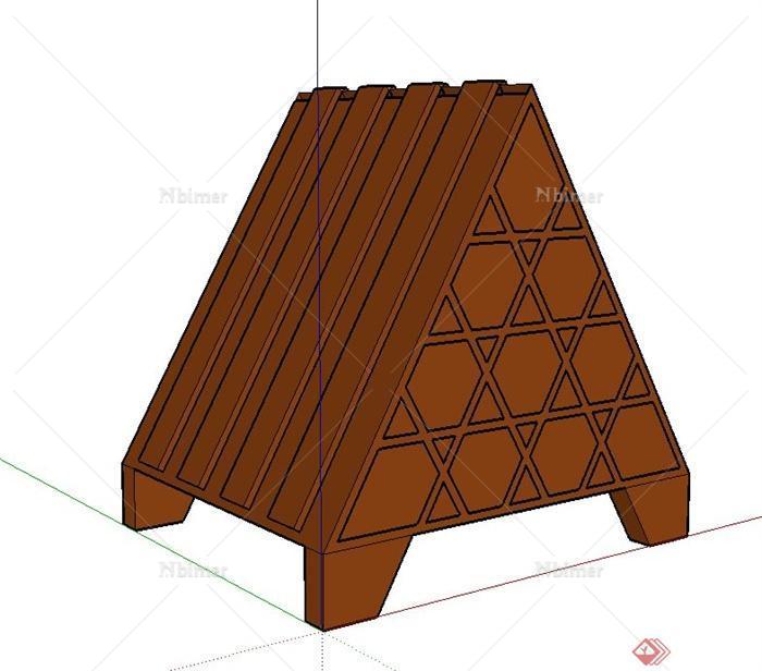 三角形木质酒柜设计SU模型