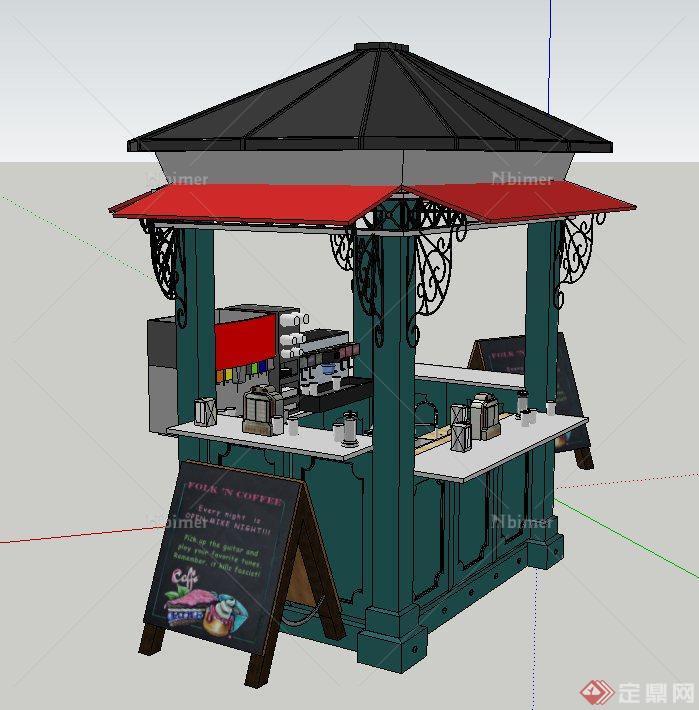 欧式方形售卖亭设计SU模型
