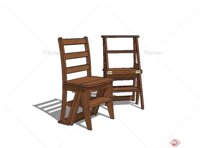 现代木制座椅设计su模型[原创]