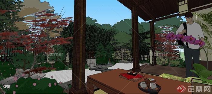 日式风格庭院景观设计SU模型
