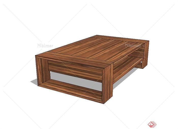 某现代风格室内全木桌子设计su模型[原创]