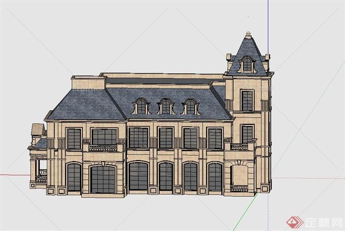 某两层透光性别墅建筑设计SU模型