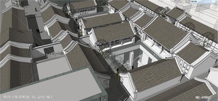 南锣鼓巷日建公司仿古 su模型 3d