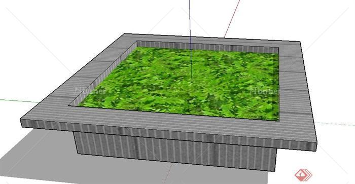 园林景观正方形树池设计SU模型[原创]