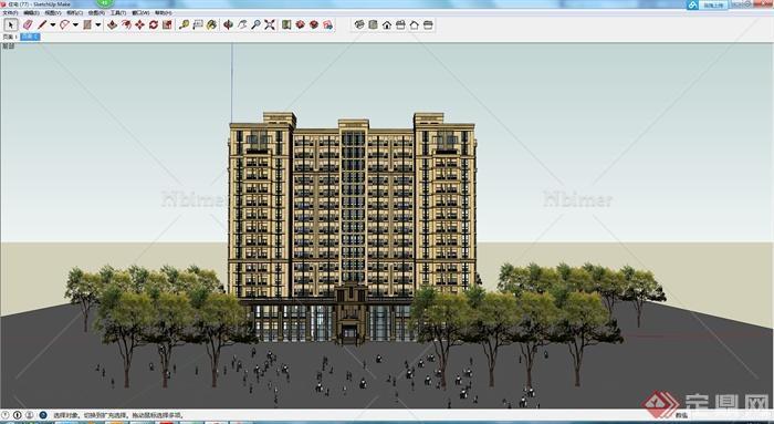 某个现代高层商住建筑设计SU模型