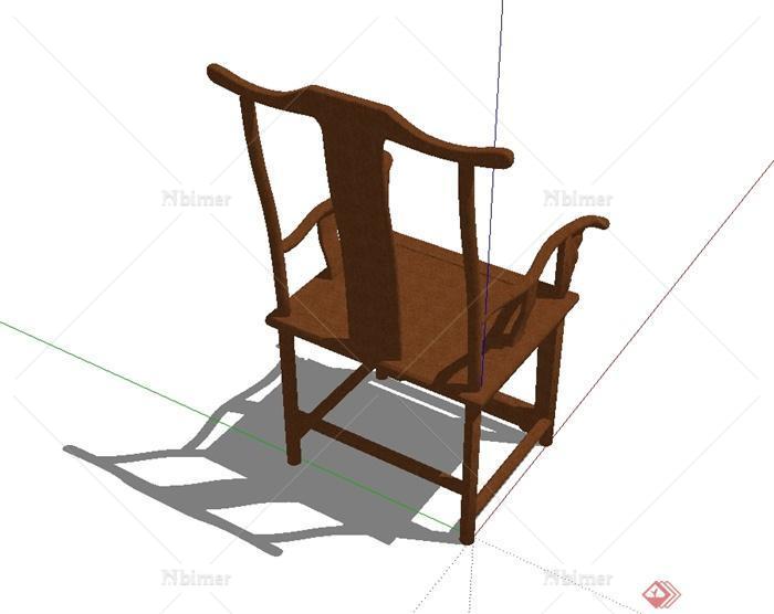 中式风格详细木座椅设计su模型[原创]