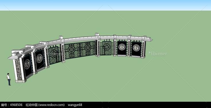 弧形时尚小区大门SU模型