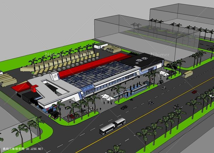 汽车站(2)su模型