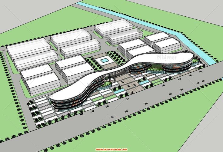 以前建的一个弧形办公楼方案 整理文件时找出来