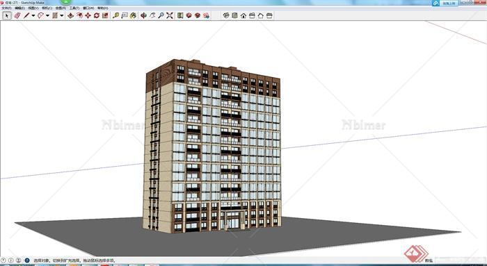 某现代多层建筑居住楼设计SU模型素材