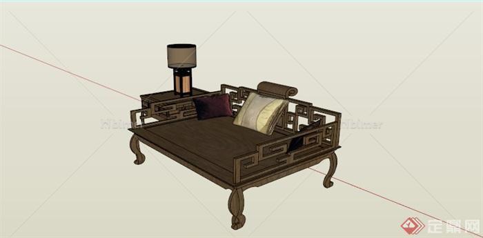 某古典中式木质沙发组合SU模型