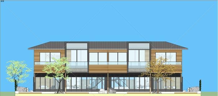 现代拼接别墅住宅设计su建筑模型[原创]