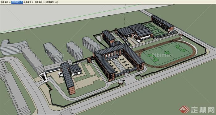 某中小学校建筑规划设计SU模型