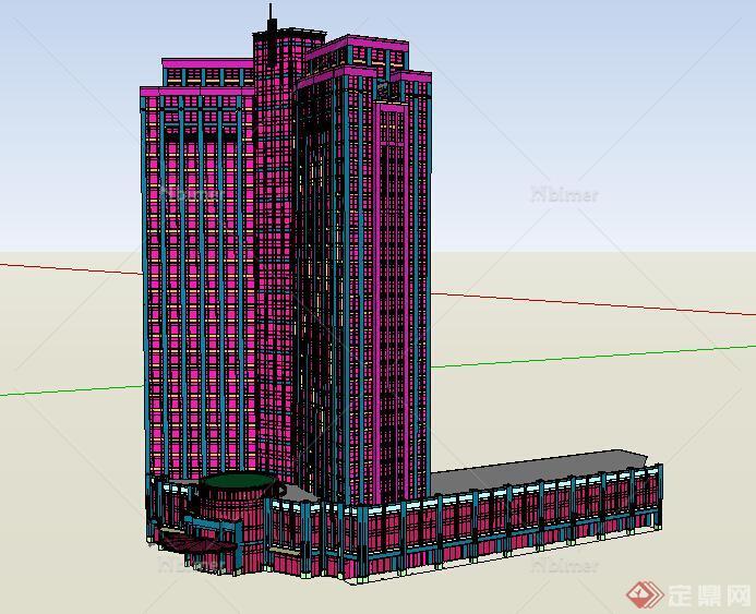 某高层办公建筑大厦SU模型素材