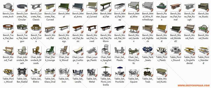 SketchUp-室外家具模型57个