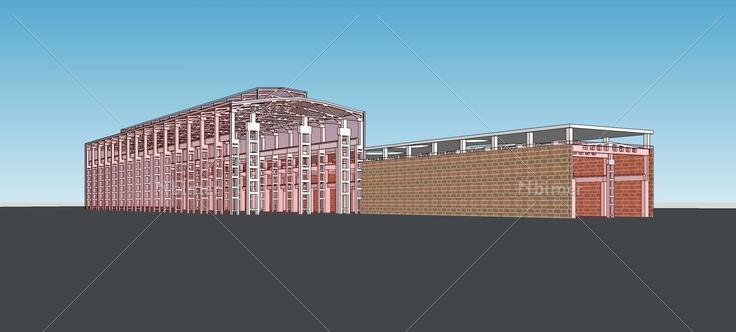 现代工业厂房(79383)su模型下载