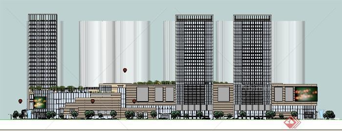 某商业中心办公建筑综合建筑设计SU模型