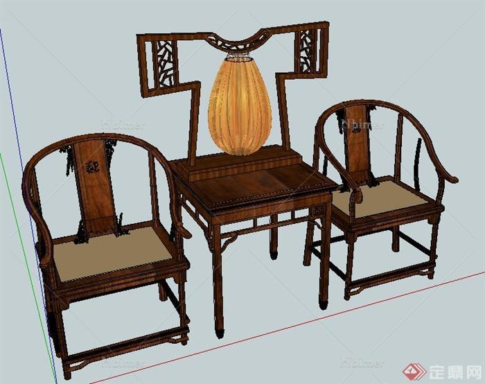 古典中式风格桌椅组合su模型