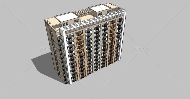 现代风格宿舍楼(80220)su模型下载