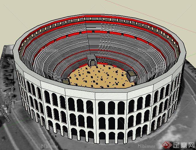 古罗马斗兽场建筑设计su模型