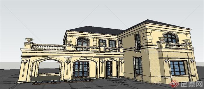 某欧式风格独栋别墅建筑设计SU模型