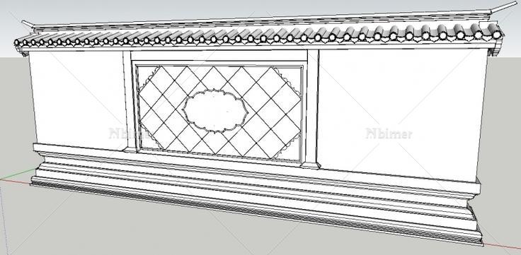 一字影壁（附带SketchUp模型下载），望大家多多