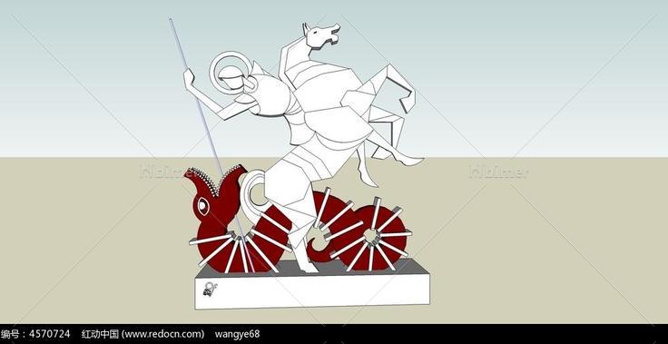 骑马士兵雕塑SU模型