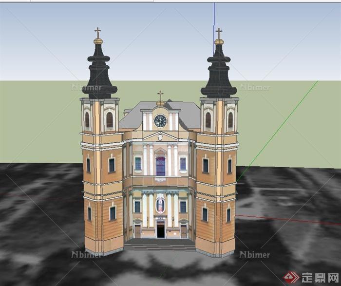 某欧式多层基督教堂建筑设计SU模型