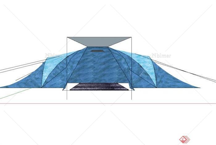蓝色简易野营帐篷设计SU模型[原创]