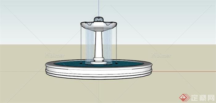 现代圆形喷泉水池SU模型