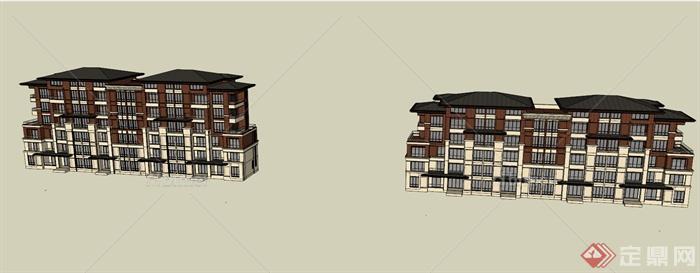 某现代风格住宅建筑设计方案SU模型28