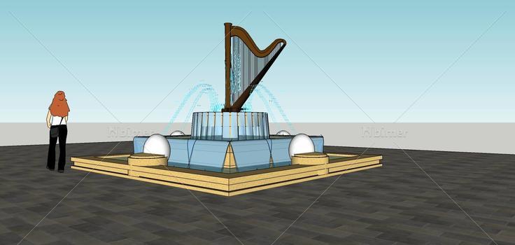 景观-喷水池(82066)su模型下载