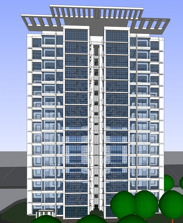 现代风格多层高层住宅小区规划设计sketchup模型