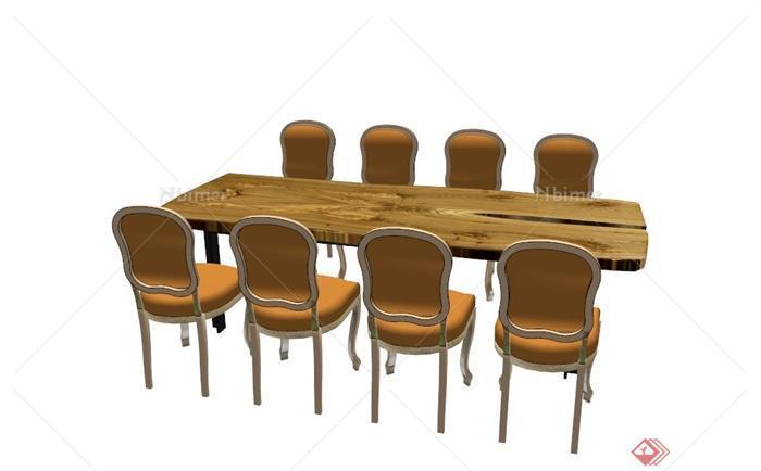 现代loft咖啡厅桌椅组合SU模型