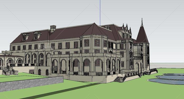 法式会所建筑(201087)su模型下载