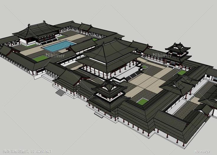 古建寺庙建筑宗教 su模型 3d